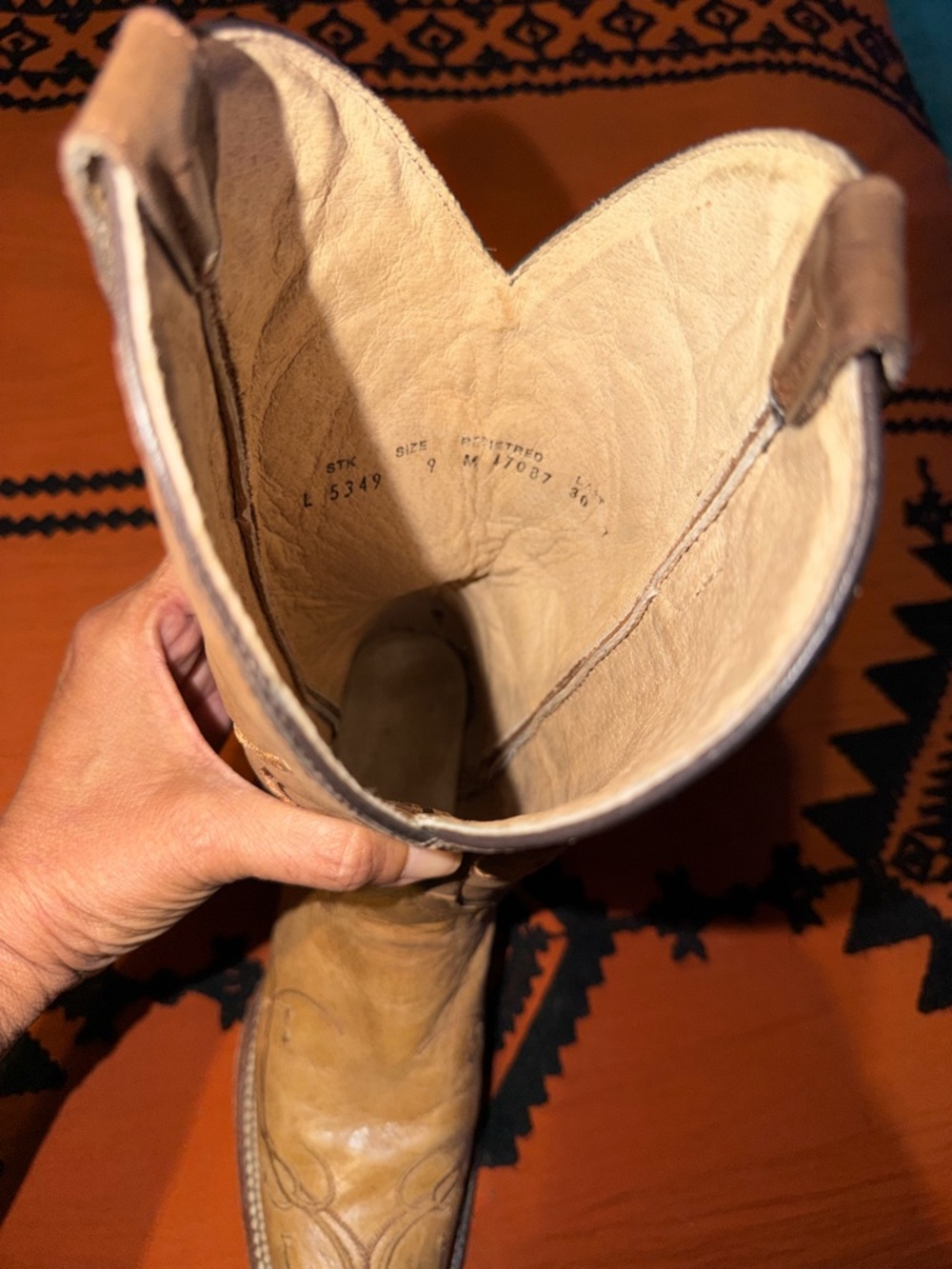 Circle G Tan Leather Cowboy Boots with Branded Insole - Picture 5 of 7